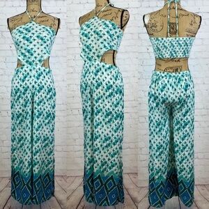 Earthbound Tie Dyed Halter Style Open Back Jumpsuit